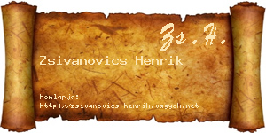 Zsivanovics Henrik névjegykártya